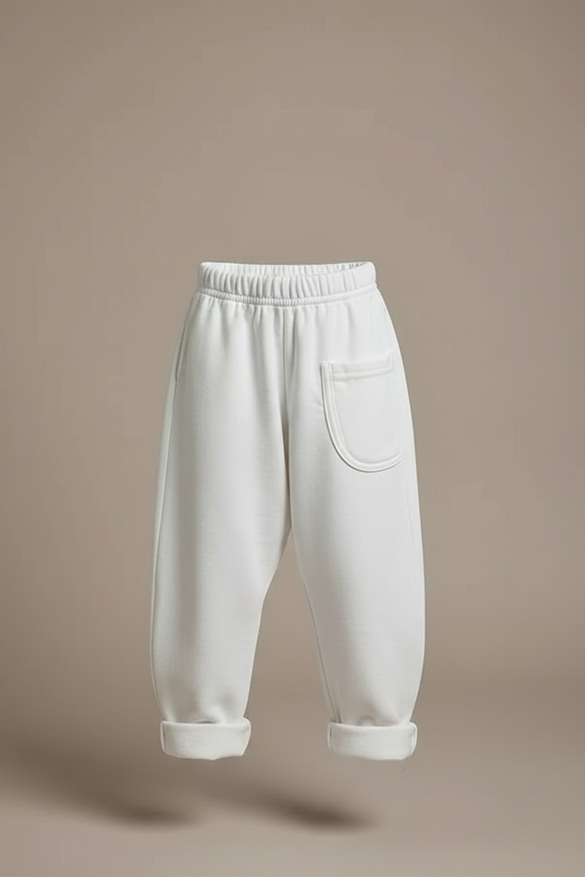Pantalon Fluide Blanc Ample Molletonné Confortable Enfant - vue 3
