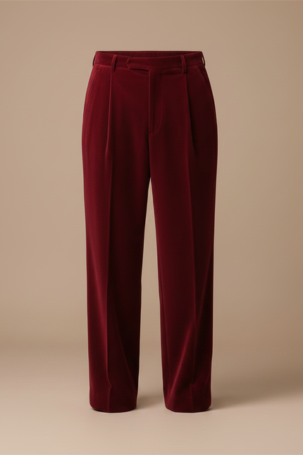 Pantalon Fluide Velours Bordeaux Plissé Ample Homme - vue 3