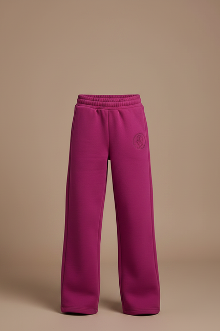 Pantalon Fluide Fuchsia Ample Molleton Brodé Fille - Rose - vue 3