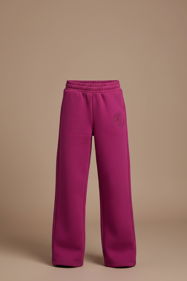 Pantalon Fluide Fuchsia Ample Molleton Brodé Fille - Rose - vue 3