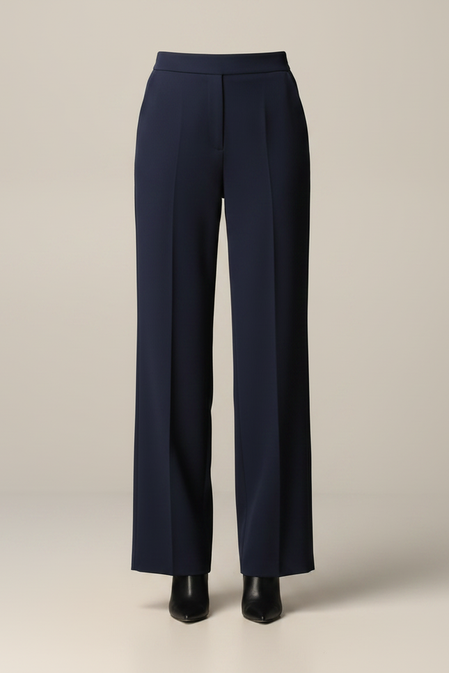 Pantalon Fluide Marine Taille Haute Droit Élégant Femme - Polyester - vue 3