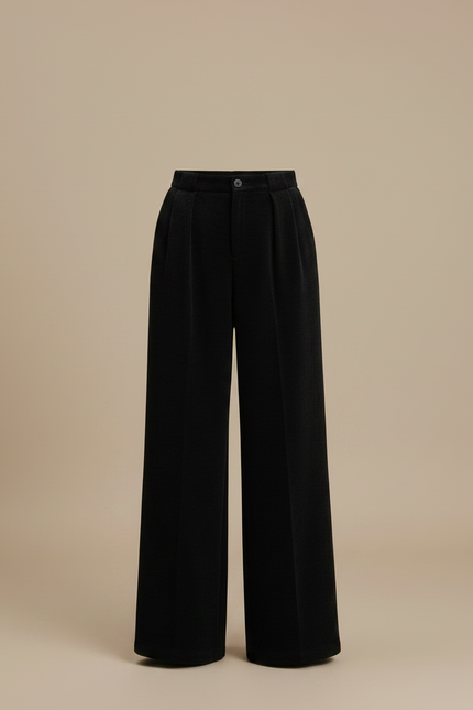 Pantalon Fluide Noir Ample Laine Épais Élégant - vue 3
