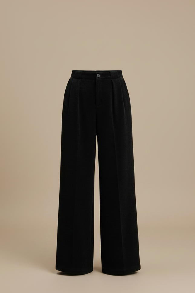 Pantalon Fluide Noir Ample Laine Épais Élégant - vue 3