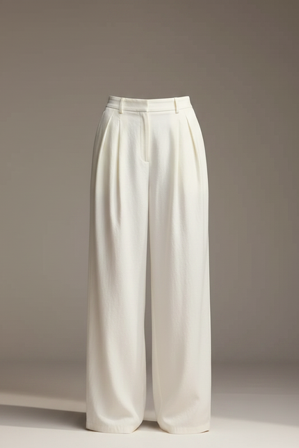 Pantalon Fluide Femme Blanc Palazzo Viscose Chic - Lin - vue 3