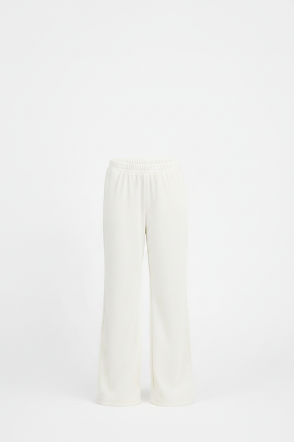 Pantalon Fluide Écru Côtelé Ample Confortable Enfant - Beige Cordé - vue 3