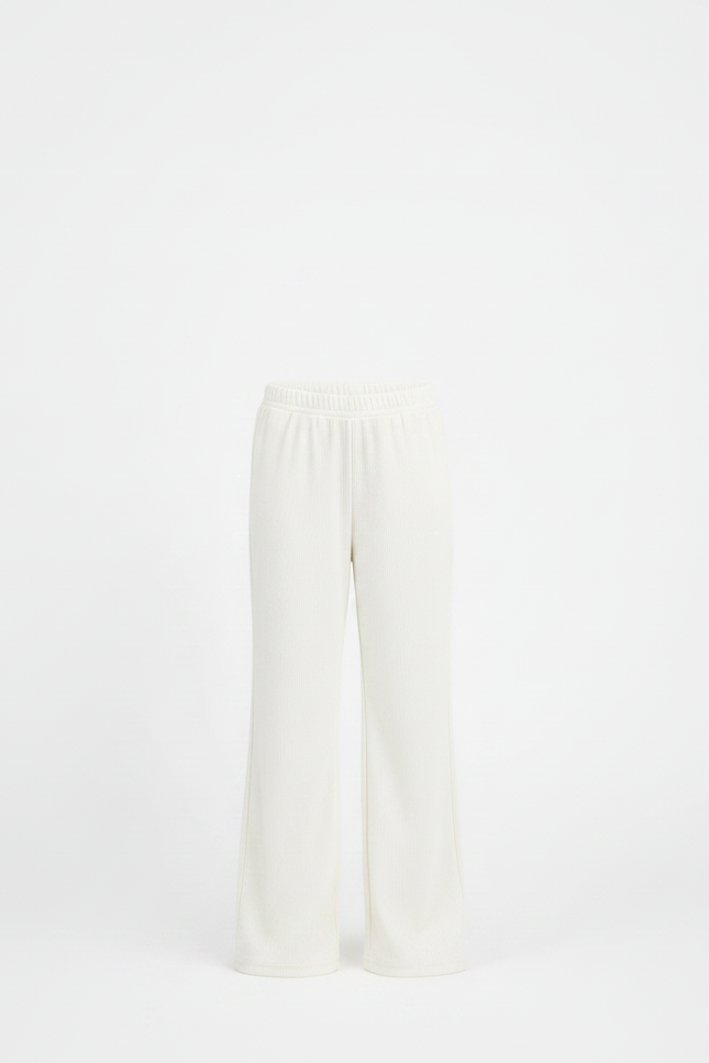 Pantalon Fluide Écru Côtelé Ample Confortable Enfant - Beige Cordé - vue 3