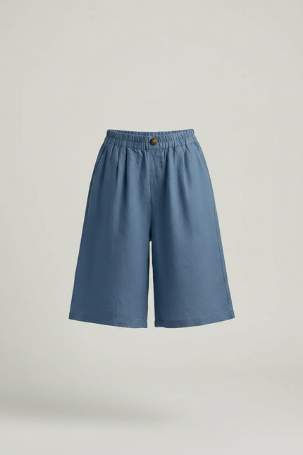 Pantalon Fluide Bleu Coton Lin Ample Décontracté Enfant - vue 3