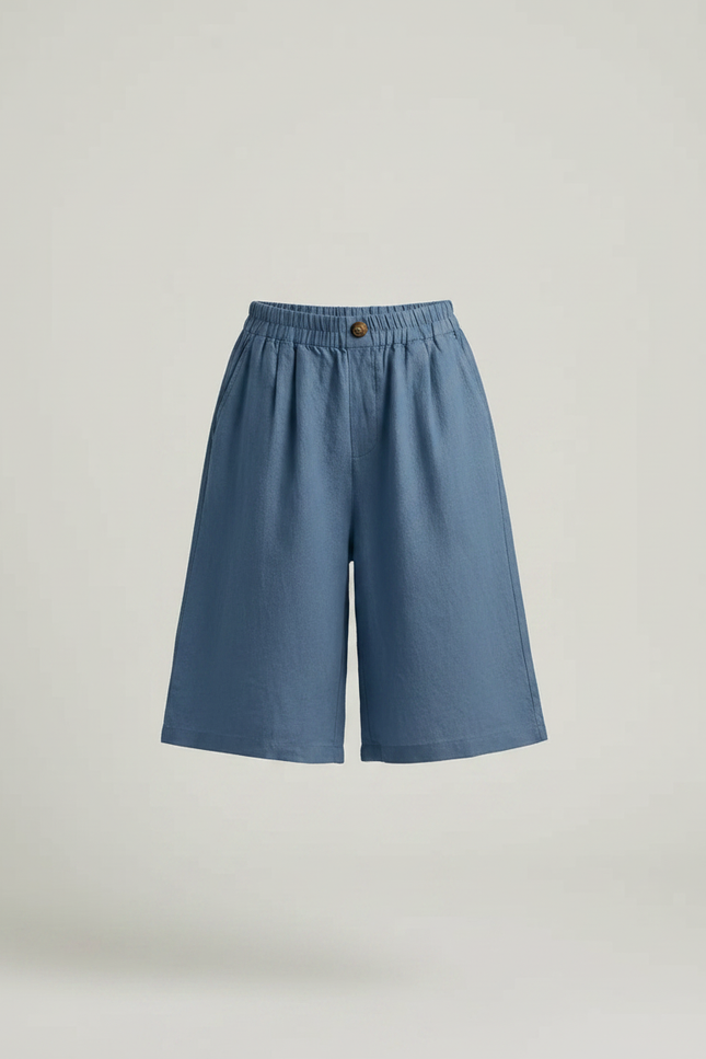 Pantalon Fluide Bleu Coton Lin Ample Décontracté Enfant - vue 3