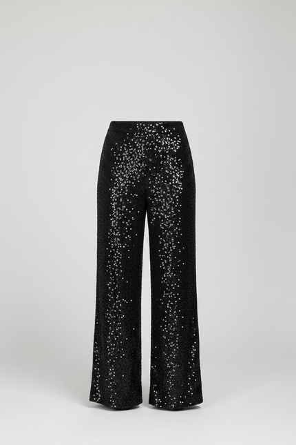Pantalon Fluide Paillette - Noir Polyester - vue 3
