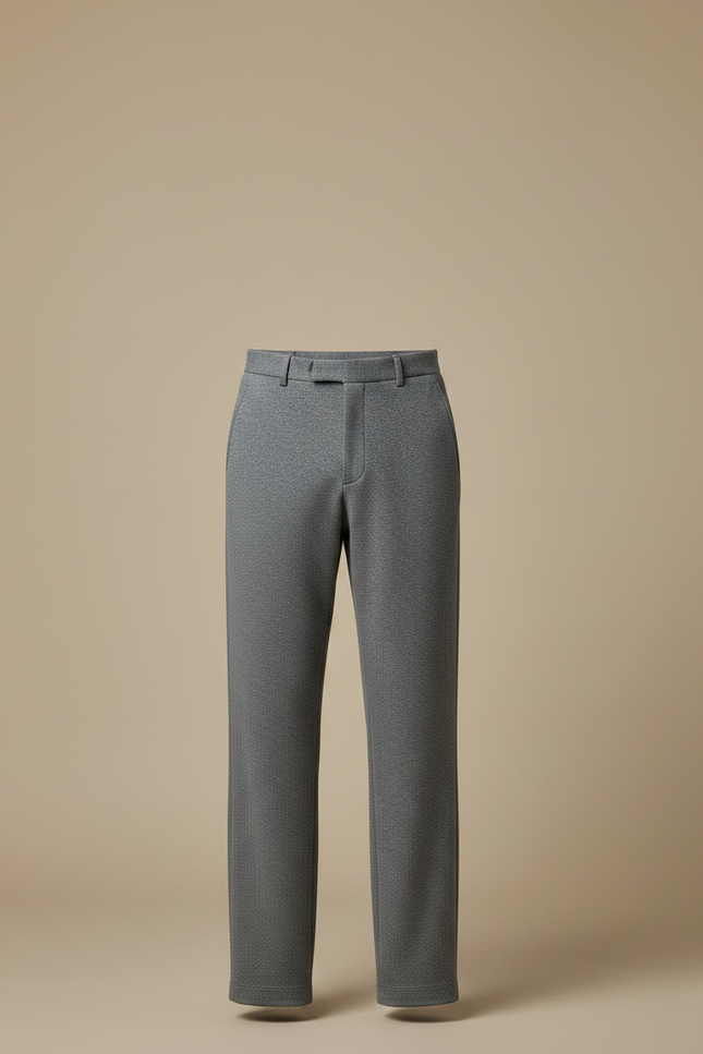 Pantalon Fluide Gris Ample Laine Élégant Décontracté Homme - vue 3