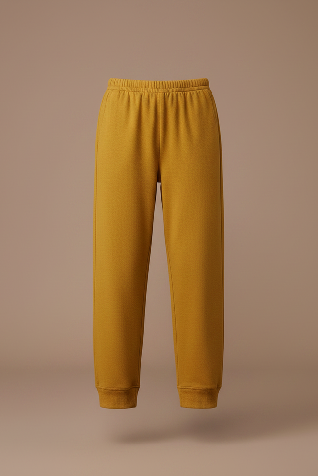 Pantalon Fluide Ocre Ample Molletonné Confortable Enfant - Jaune - vue 3