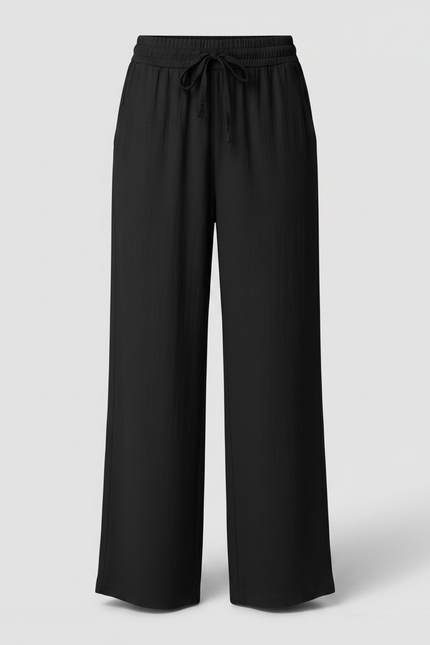 Pantalon Fluide Femme Noir Palazzo Viscose Été - vue 3