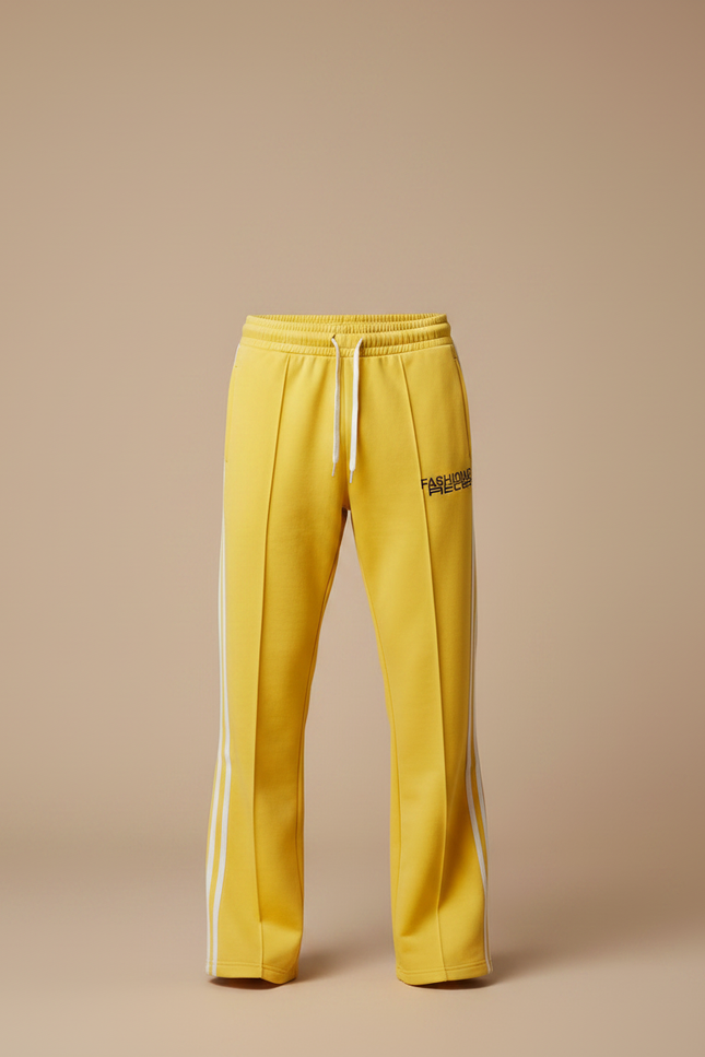Pantalon Fluide Jaune Rayé Ample Décontracté Sport - Molleton - vue 3