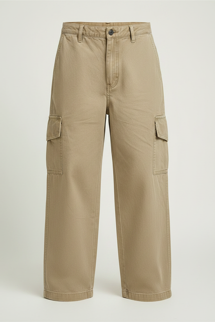Pantalon Fluide Beige Cargo Ample Coton Garçon - Toile - vue 3
