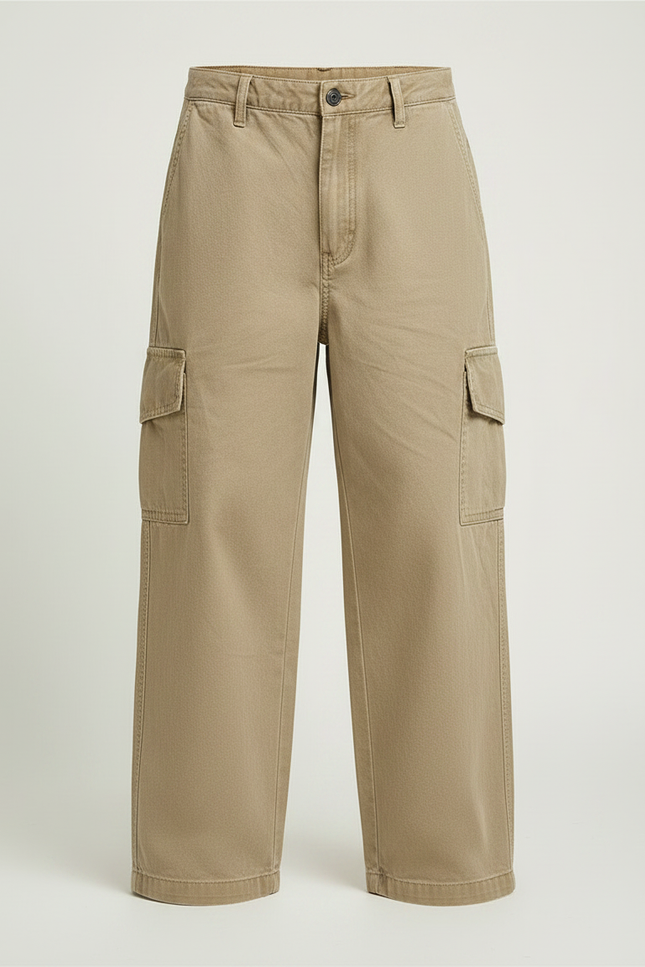 Pantalon Fluide Beige Cargo Ample Coton Garçon - Toile - vue 3
