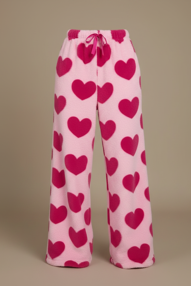 Pantalon Fluide Rose Cœurs Doux Confortable - Molleton - vue 3