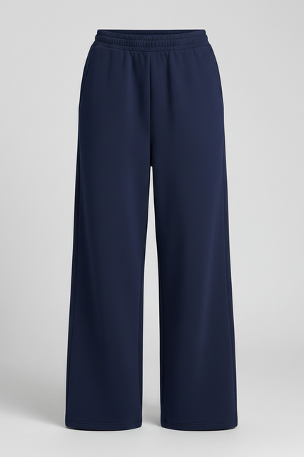 Pantalon Fluide Bleu Marine Ample Décontracté Coton - Molleton - vue 3
