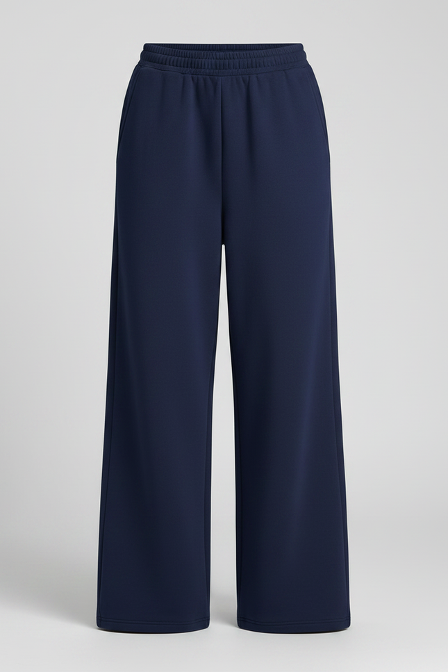 Pantalon Fluide Bleu Marine Ample Décontracté Coton - Molleton - vue 3