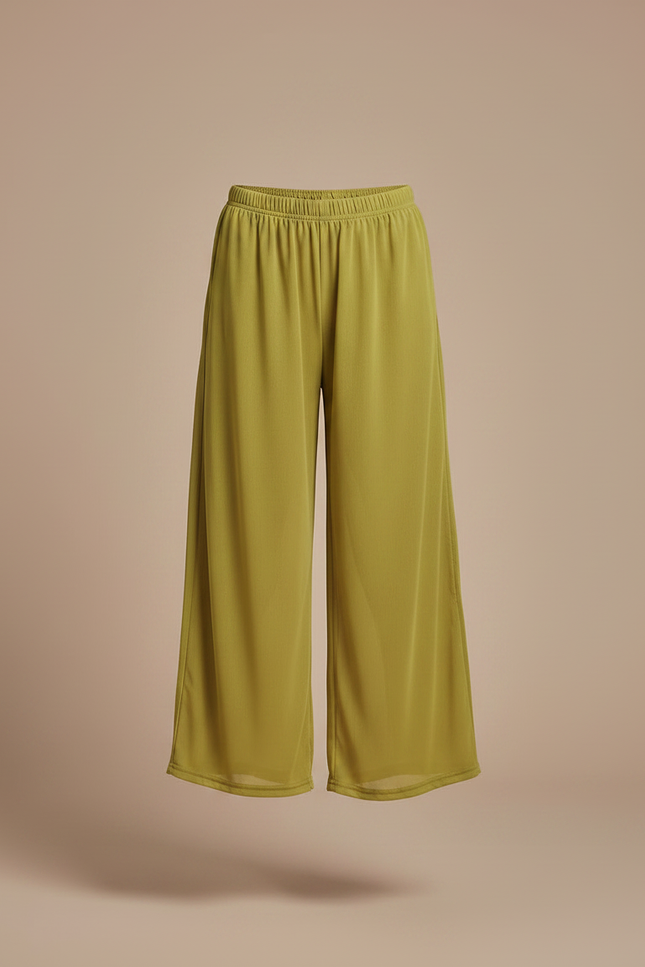Pantalon Fluide Vert Ample Maille Léger Confortable - vue 3