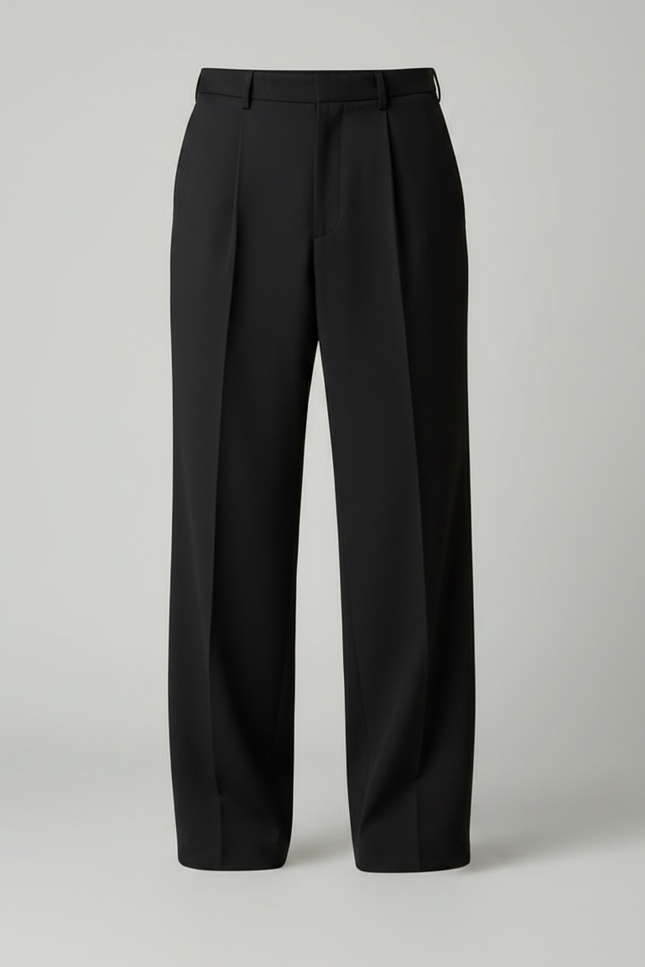 Pantalon Fluide Noir Ample Plissé Décontracté Élégant Homme - Gabardine - vue 3