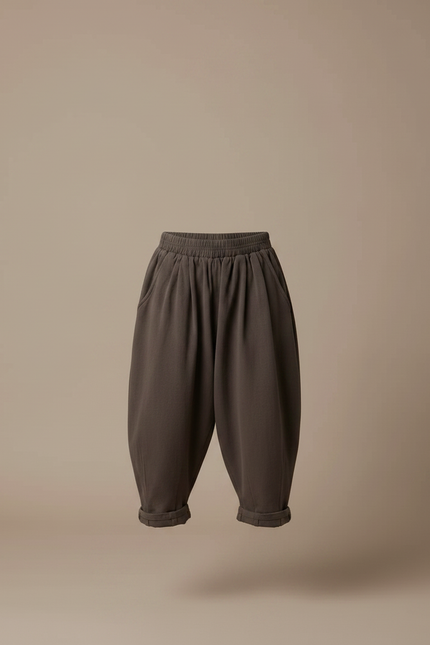 Pantalon Fluide Ample Molleton Confortable Enfant - Kaki - vue 3