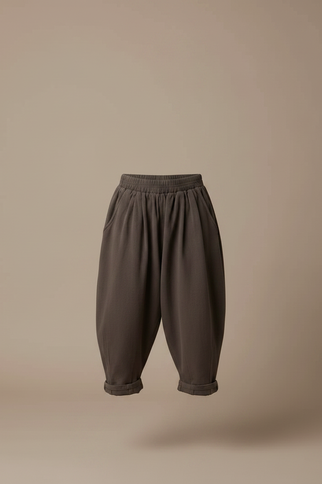 Pantalon Fluide Ample Molleton Confortable Enfant - Kaki - vue 3
