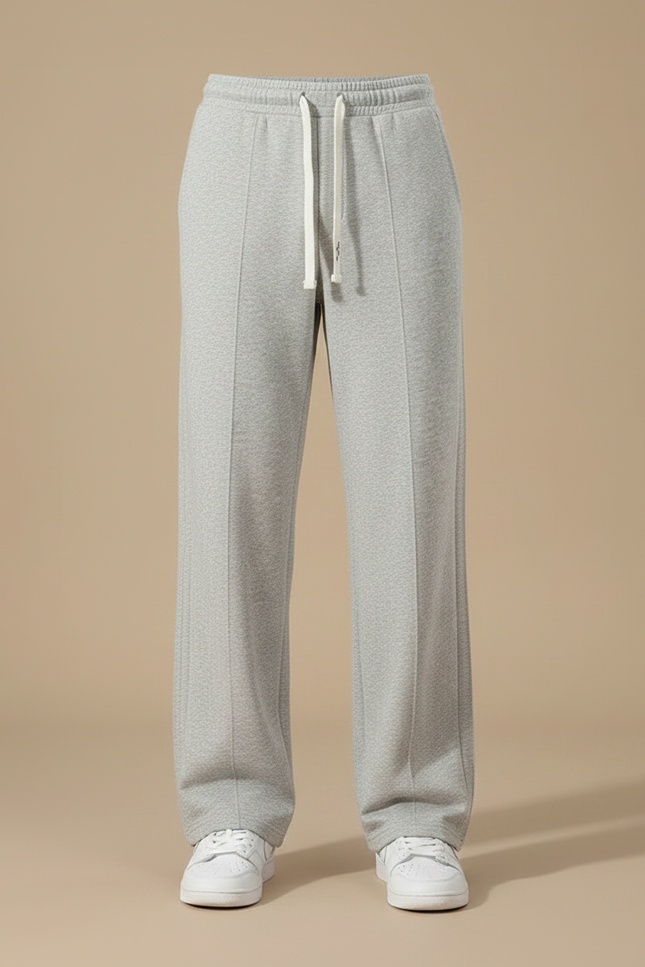 Pantalon Fluide Gris Coton Ample Droit Sport - Molleton - vue 3