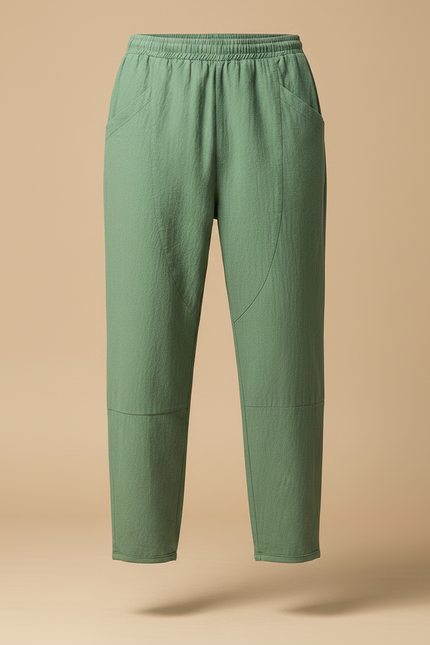 Pantalon Fluide Vert Ample Coton Décontracté Homme - Lin - vue 3