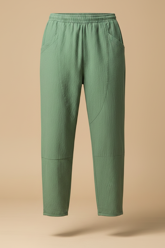 Pantalon Fluide Vert Ample Coton Décontracté Homme - Lin - vue 3
