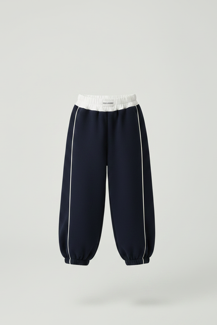 Pantalon Fluide Bleu Marine Ample Coton Sport Fille - Molleton - vue 3