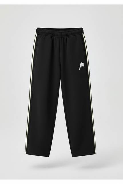 Pantalon Fluide Noir Ample Sport Rayures Latérales Enfant - Molleton - vue 3