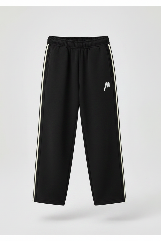 Pantalon Fluide Noir Ample Sport Rayures Latérales Enfant - Molleton - vue 3