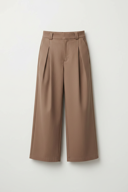 Pantalon Fluide Marron Plissé Ample Décontracté Enfant - Gabardine - vue 3