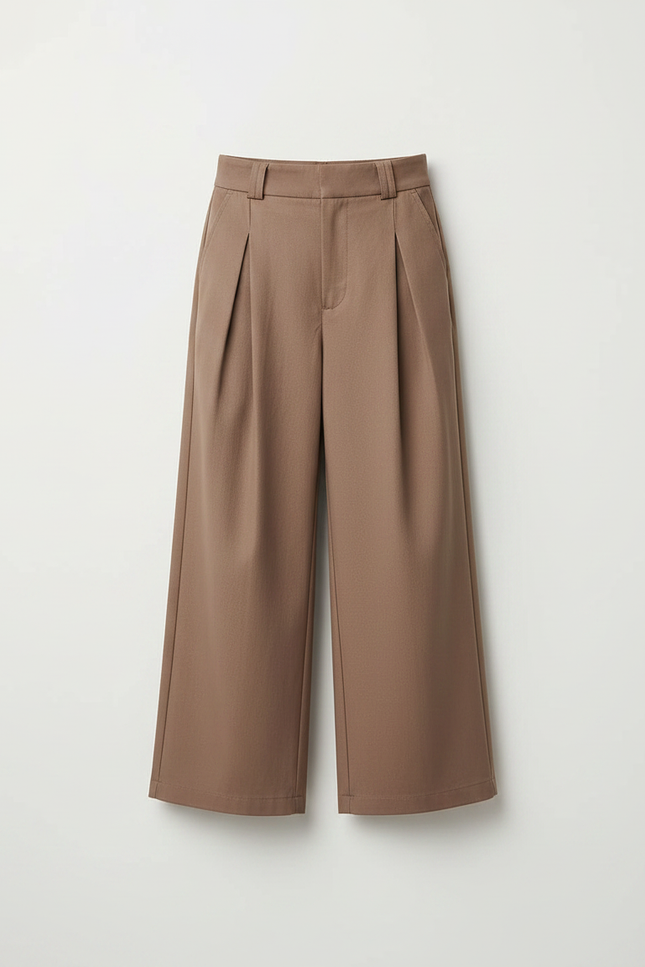 Pantalon Fluide Marron Plissé Ample Décontracté Enfant - Gabardine - vue 3
