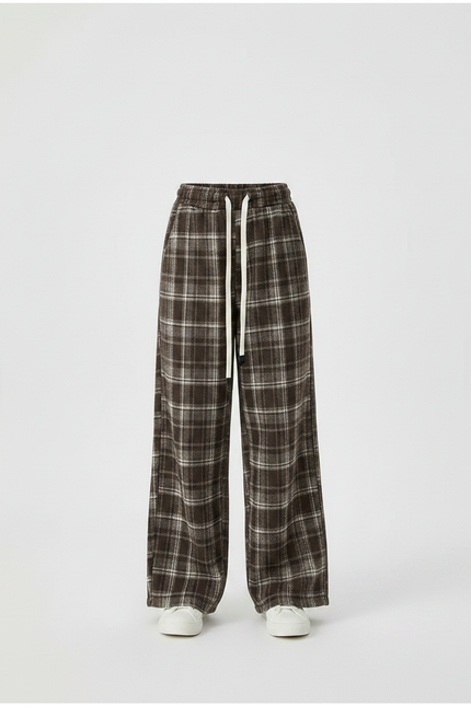 Pantalon Fluide Carreaux Marron Ample Coton Fille - Laine - vue 3