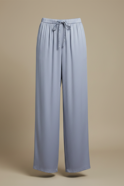 Pantalon Fluide Bleu Ciel Ample Satiné Décontracté Femme - vue 3