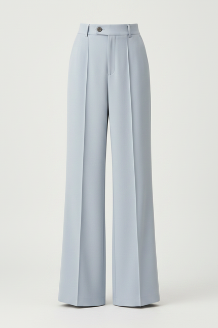 Pantalon Fluide Bleu Ciel Ample Taille Haute Élégant - Polyester - vue 3