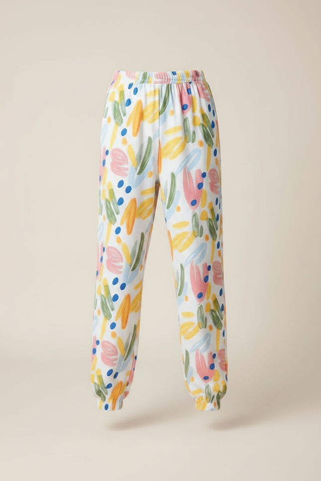 Pantalon Fluide Blanc Imprimé Abstrait Confortable Garçon - Coton - vue 3