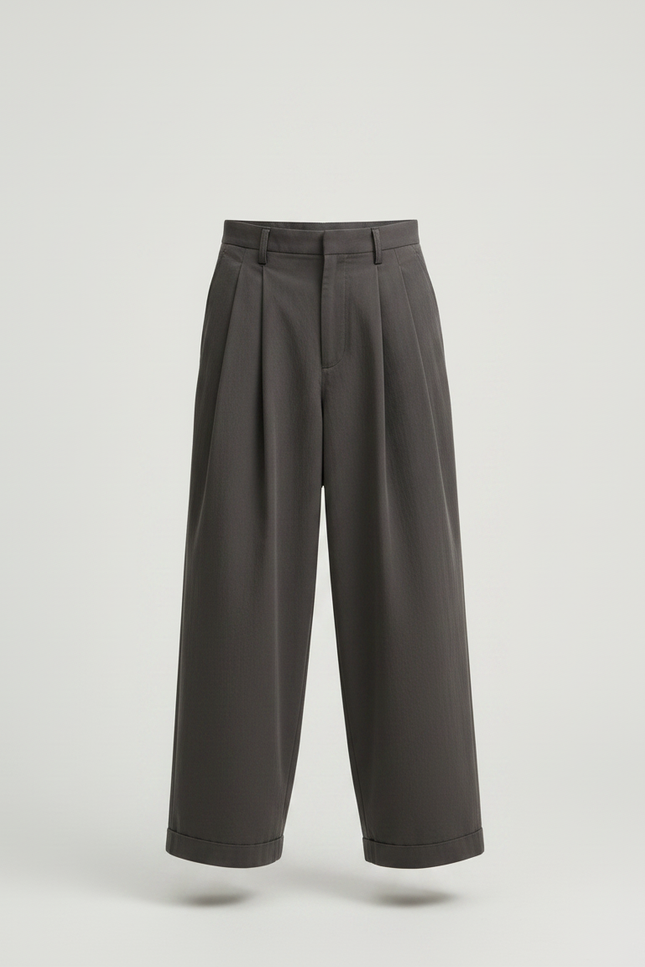 Pantalon Fluide Ample Gris Foncé Décontracté Garçon - Gabardine - vue 3