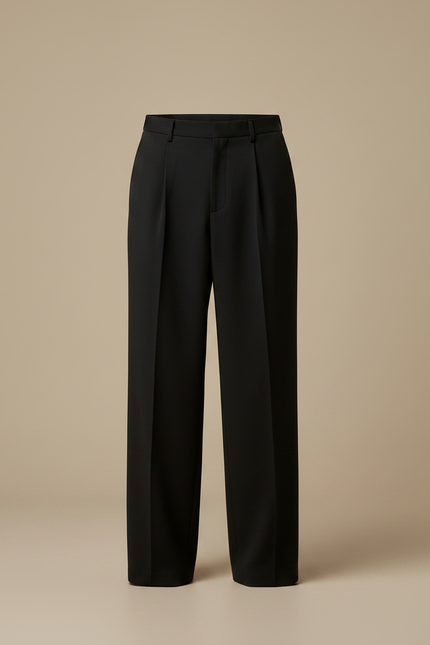 Pantalon Fluide Noir Ample Plissé Homme Décontracté - Polyester - vue 3