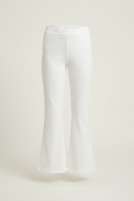 Pantalon Fluide Blanc Évasé Confortable Fille - Maille - vue 3