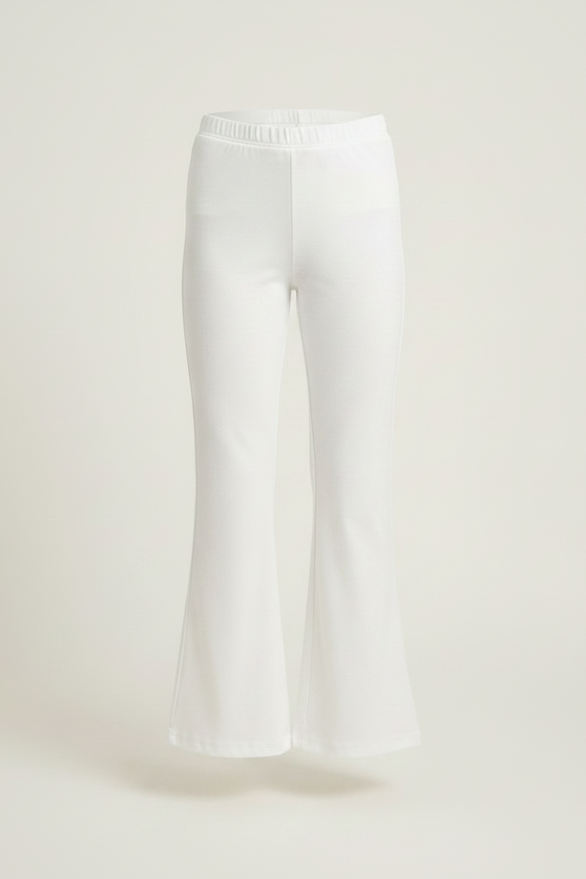 Pantalon Fluide Blanc Évasé Confortable Fille - Maille - vue 3