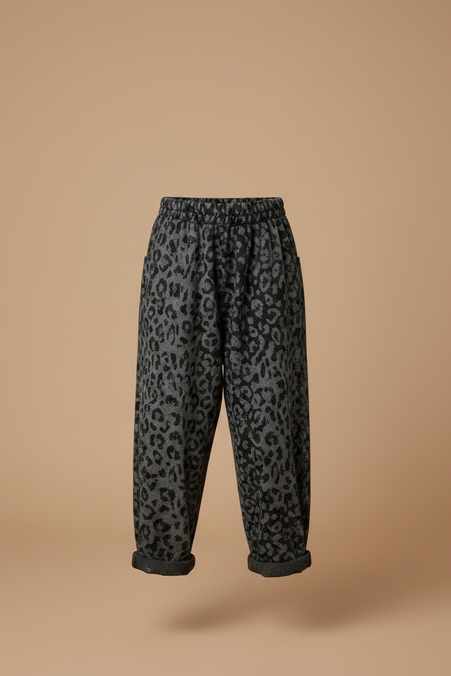 Pantalon Fluide Léopard Gris Ample Enfant Confortable - Molleton - vue 3