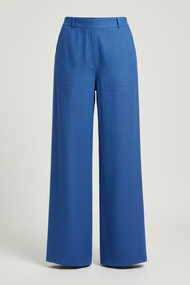 Pantalon Fluide Bleu Royal Ample Lin Élégant - vue 3