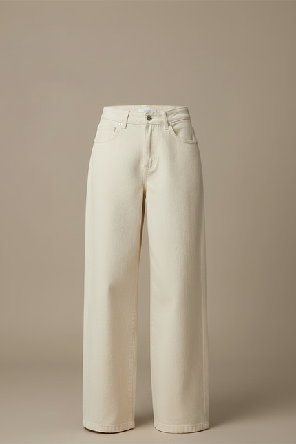 Pantalon Denim Fluide Femme - Beige Jean - vue 3