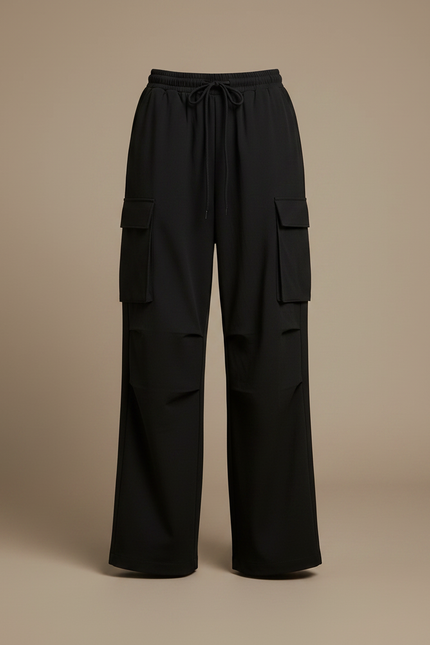 Pantalon Fluide Femme Noir Coupe Ample Polyester - vue 3