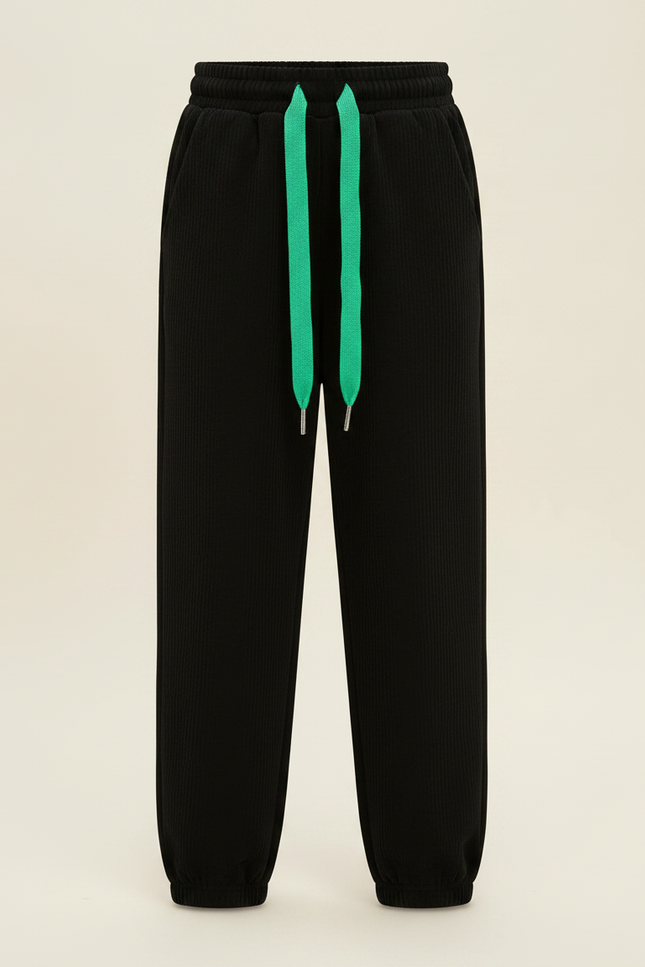 Pantalon Fluide Noir Côtelé Ample Décontracté Enfant - Cordé - vue 3