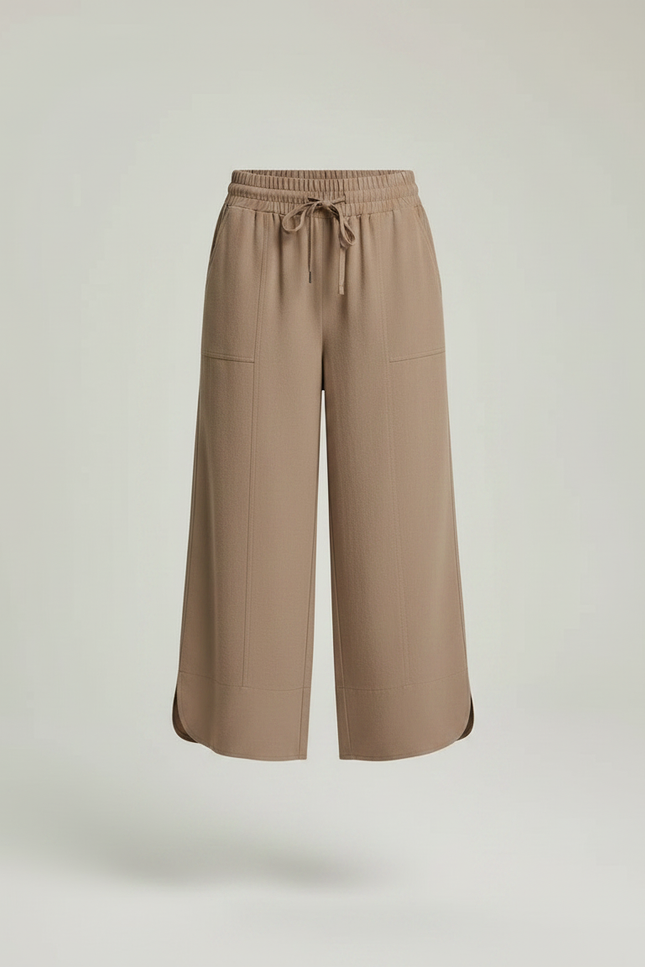 Pantalon Fluide Kaki Ample Cordon Décontracté Léger - Viscose - vue 3