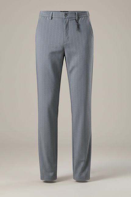 Pantalon Fluide Gris Rayé Ample Décontracté Homme - Polyester - vue 3