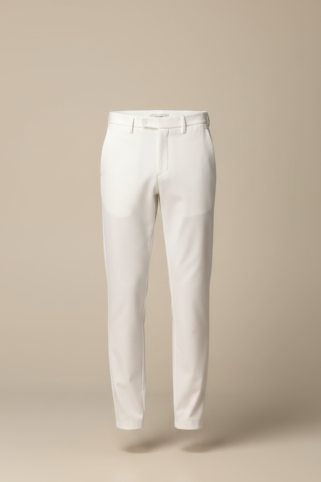 Pantalon Fluide Blanc Élégant Coupe Droite Homme - Gabardine - vue 3